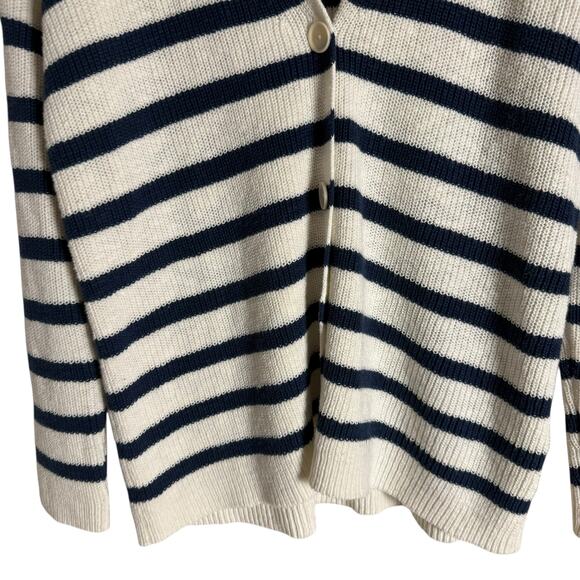 Madewell V-Neck Button-Front Ivory Striped Oversized Cardigan Sweater Size Small - Picture 7 of 10